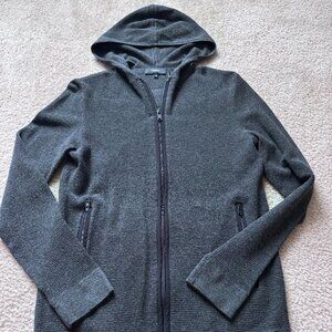 Theory Boris Hooded Zip Jacket in Charcoal Grey, Size XS